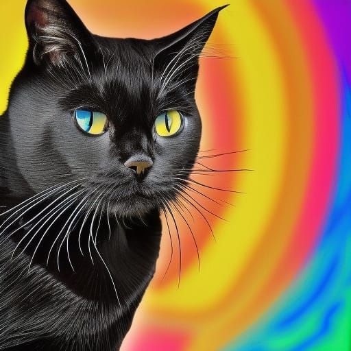Black Cat Ascends to Heaven: Hyperrealistic Ethereal Scene