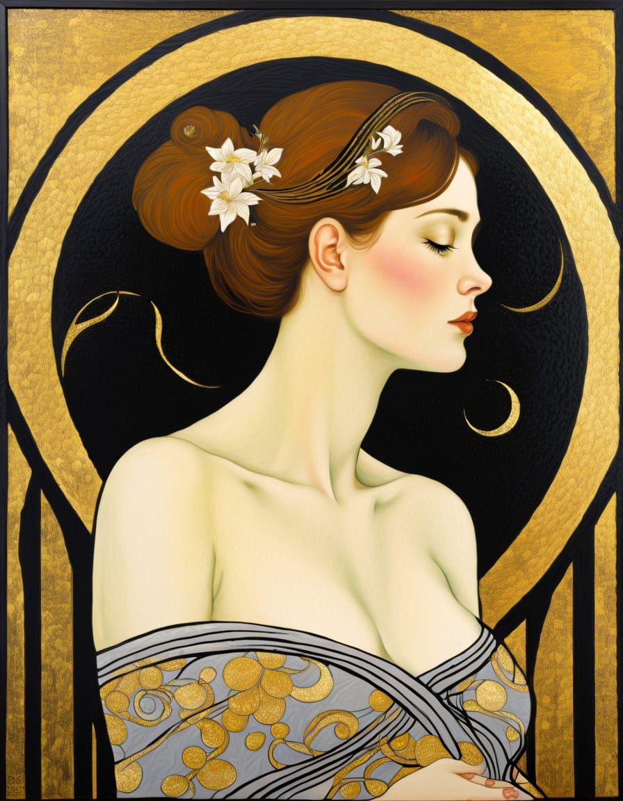 Art Nouveau Portrait of Pregnant Woman