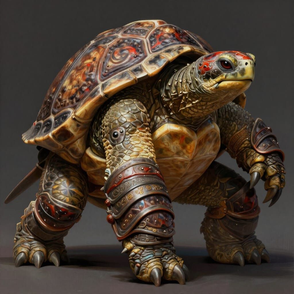 Realistic Warrior Turtle in Dynamic Pose