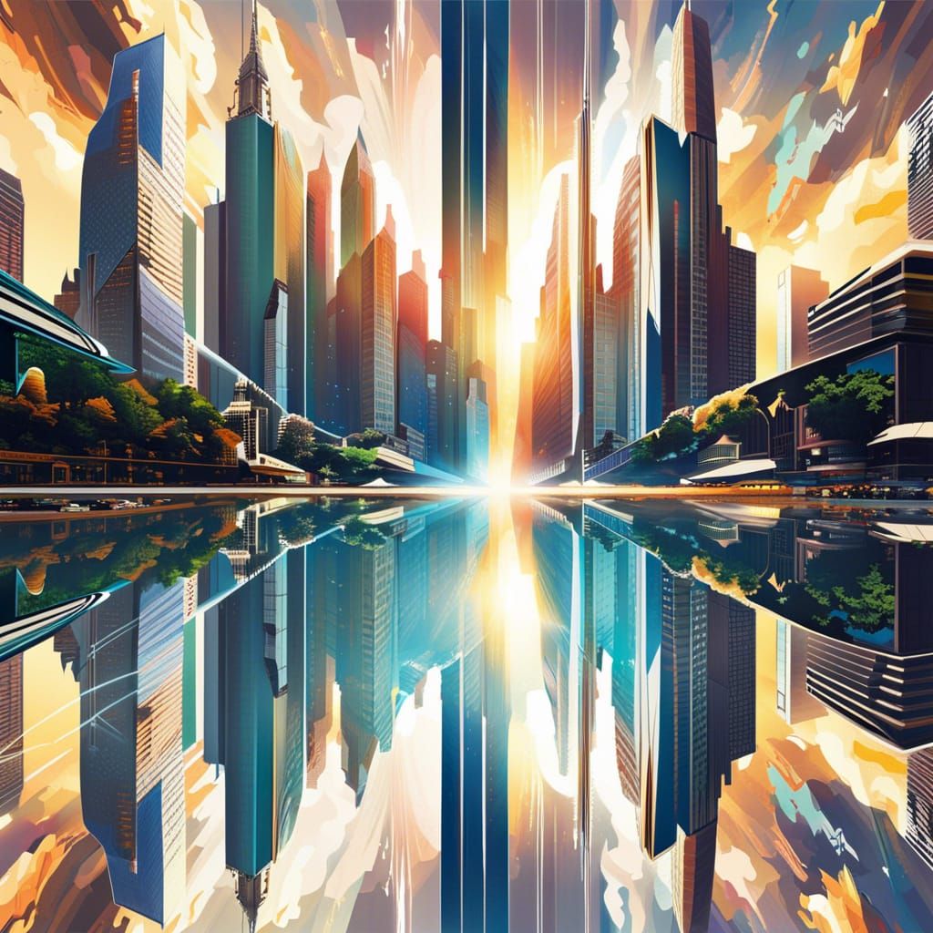 Futuristic Renaissance Cityscape with Folding Buildings