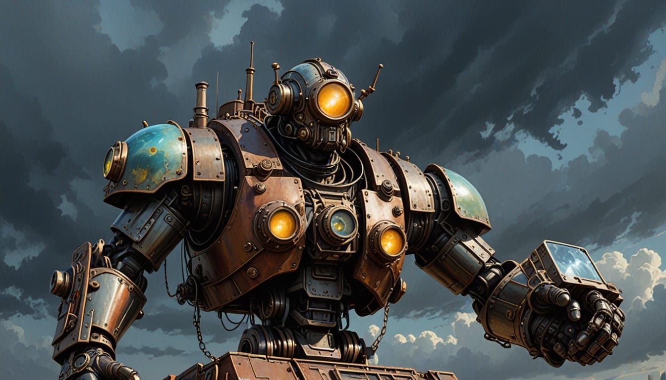 Gigantesca Estatua de Chatarra en Estilo Art Deco