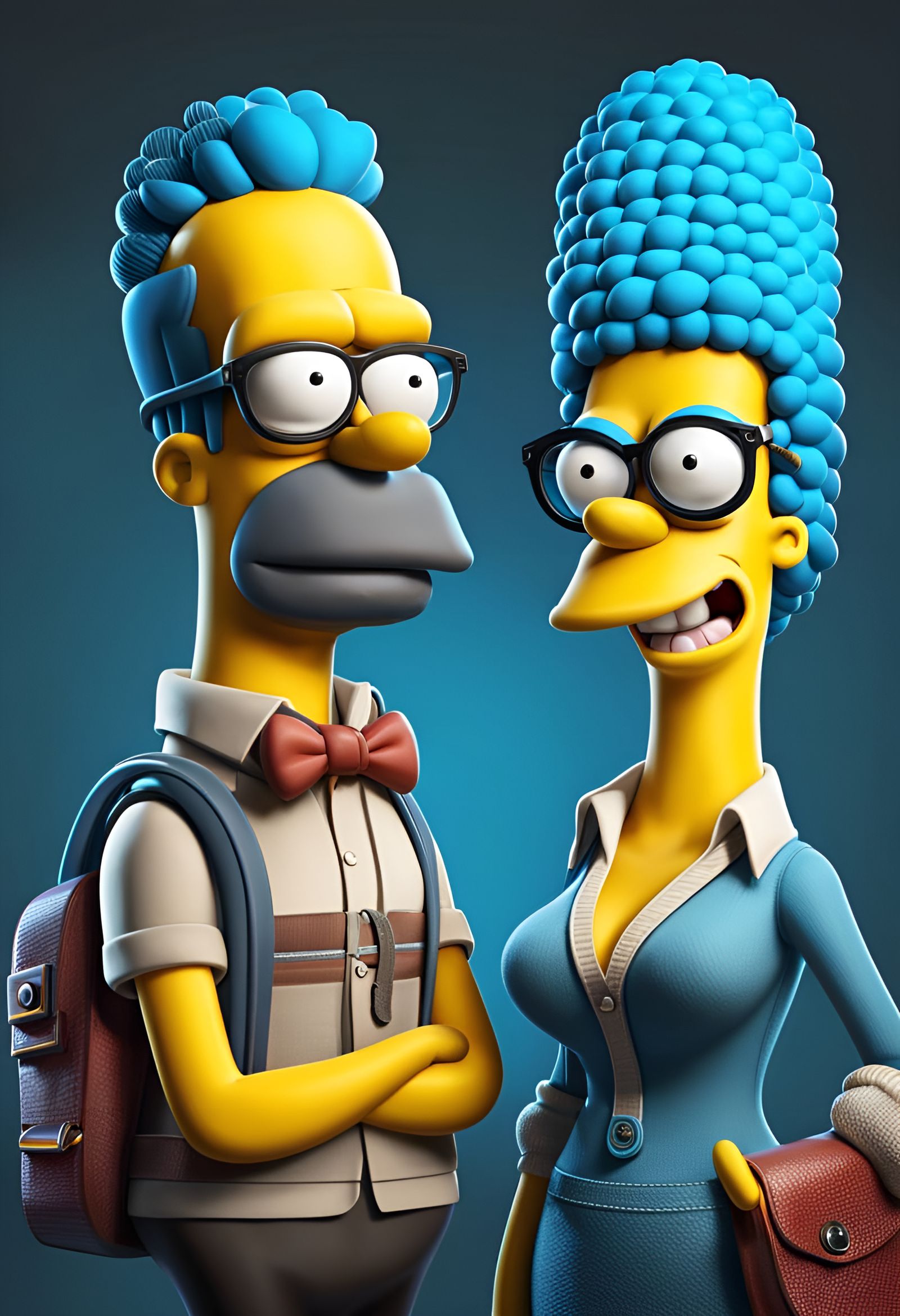Hipster Homer and Marge