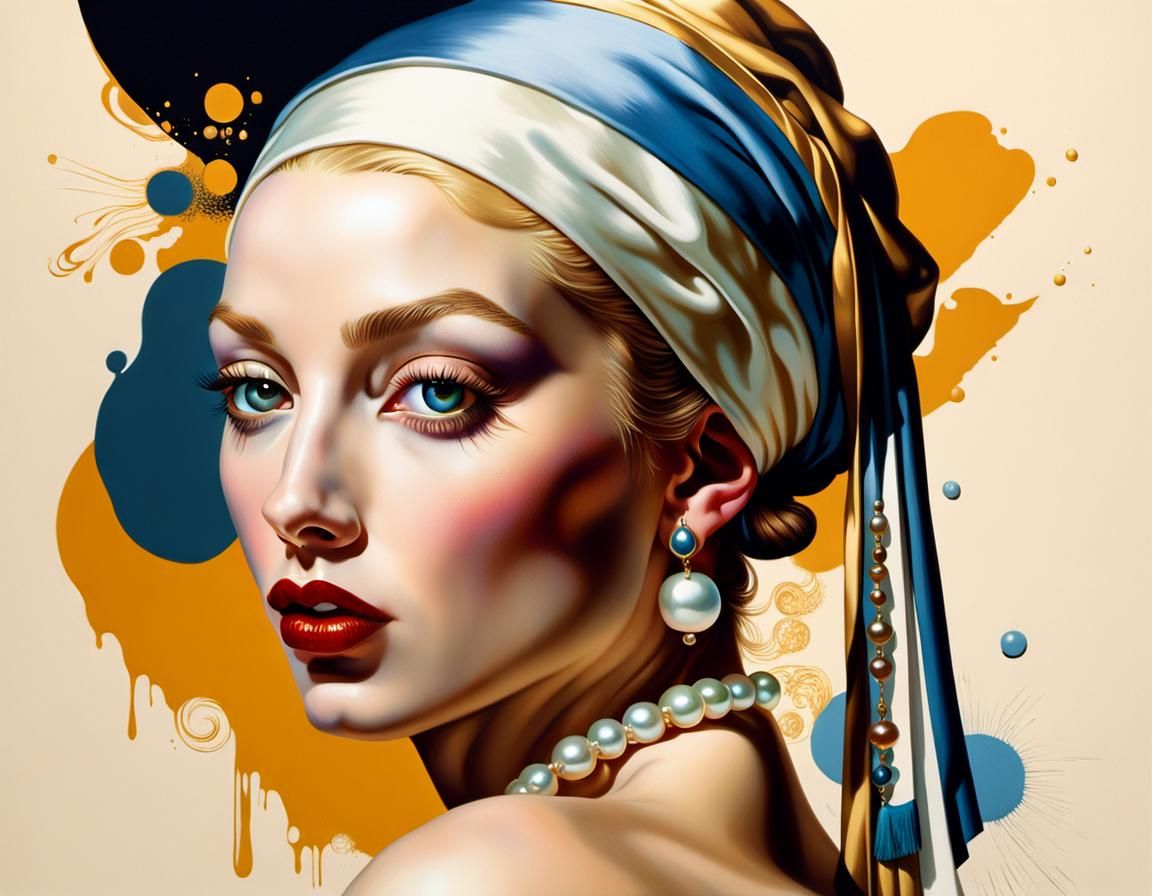 Hyperrealistic Pin-Up Girl Portrait in Splash Art Style