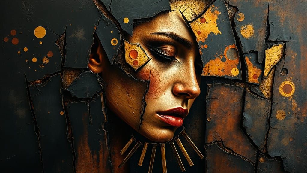 A hauntingly textured artwork