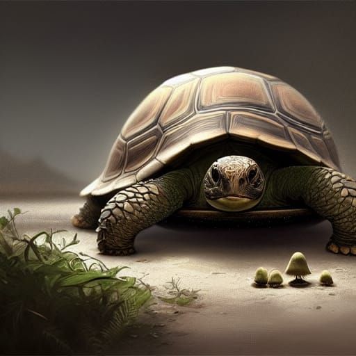 Mushroom Shelled Tortoise Digital Painting