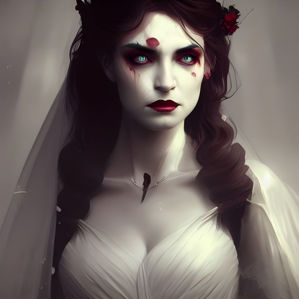 Vampire Bride Portrait in Art Nouveau Style