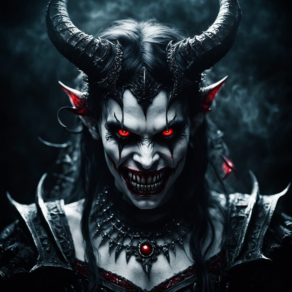 Gothic Demoness Portrait in Dark Fantasy Art