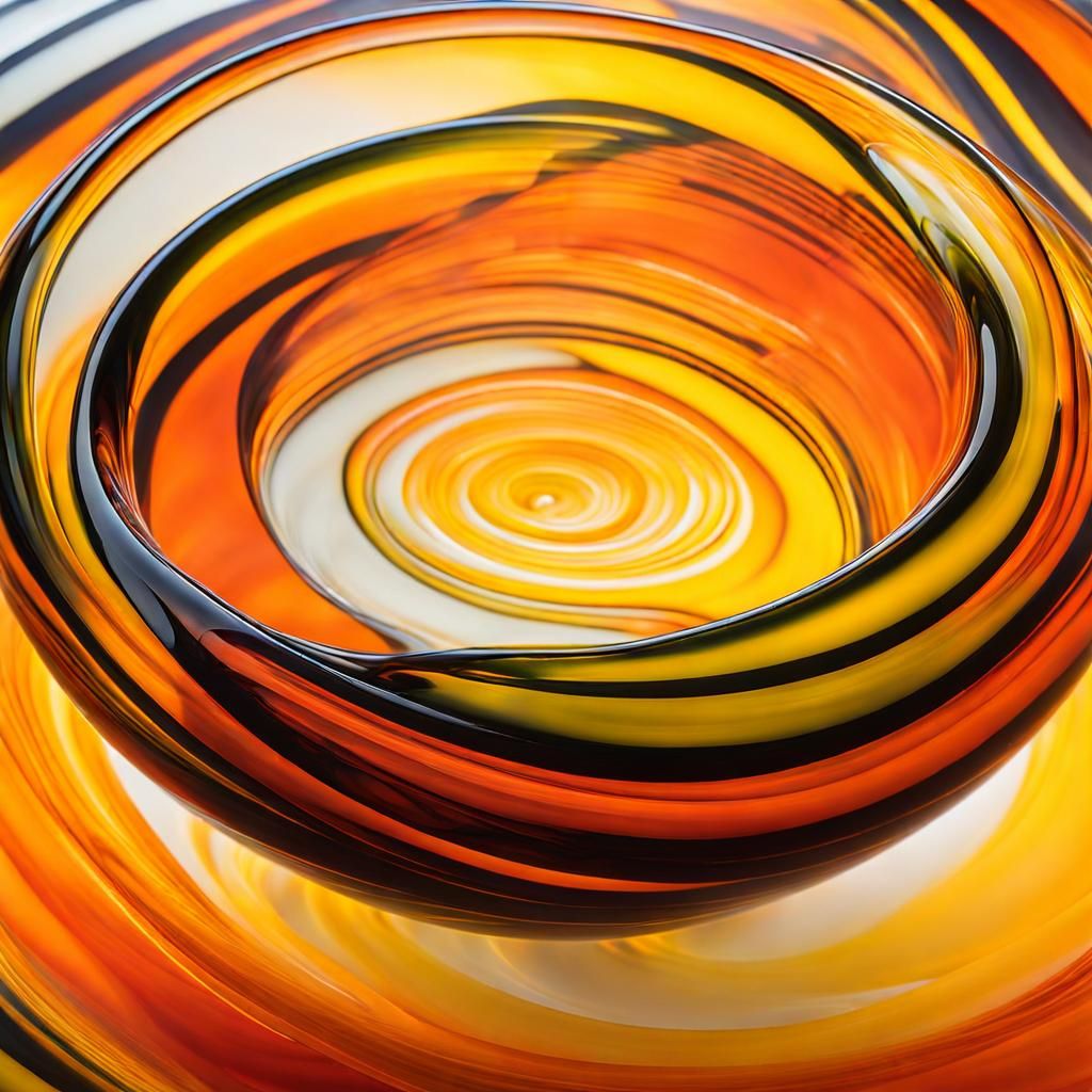 Airbrush Art of Orange and Yellow Glass Bowl