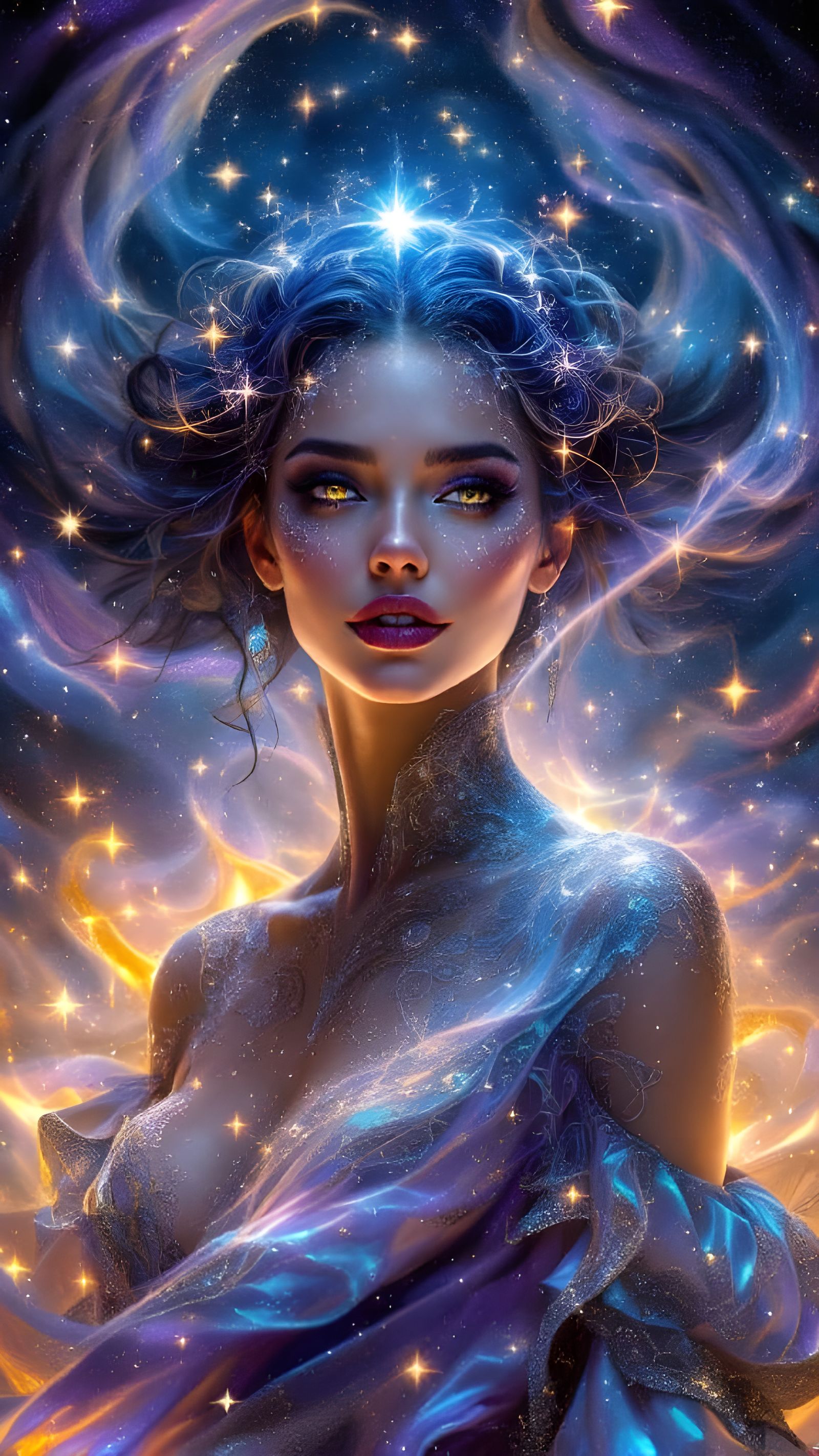 Ethereal Goddess in Cosmic Majesty