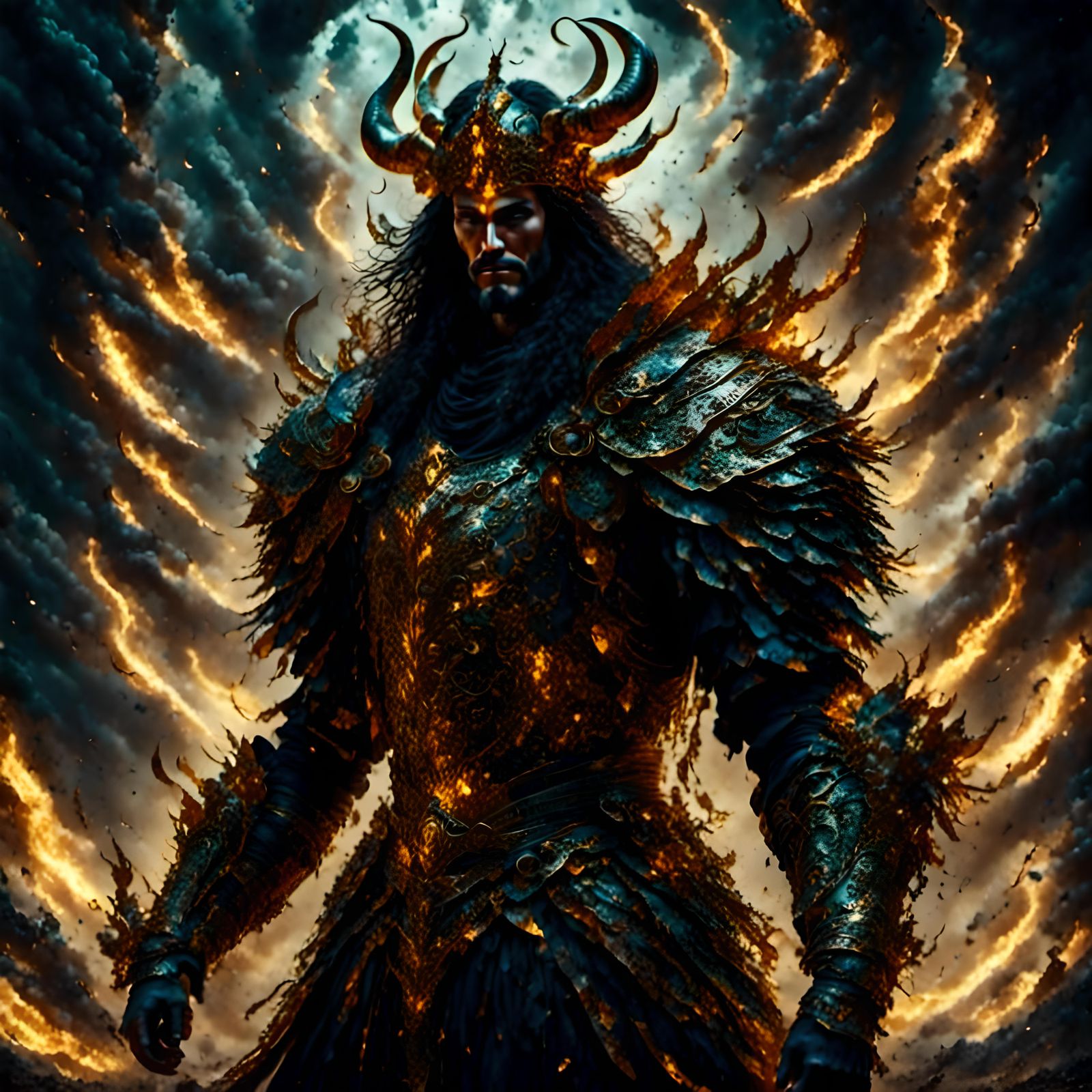 Dark Fantasy Queen with Mythical Beasts