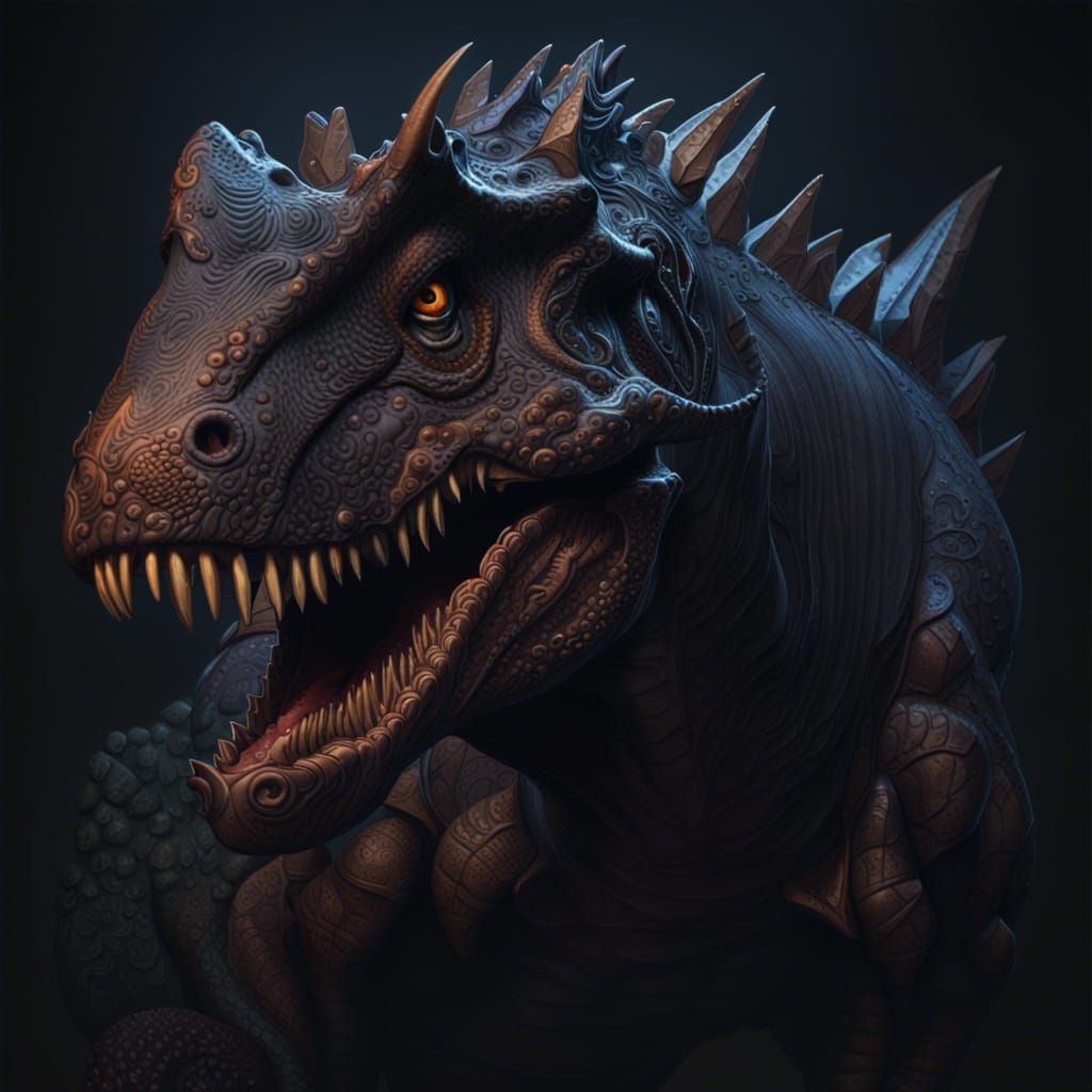 Detailed Dinosaur NFT in Dark Fantasy Style