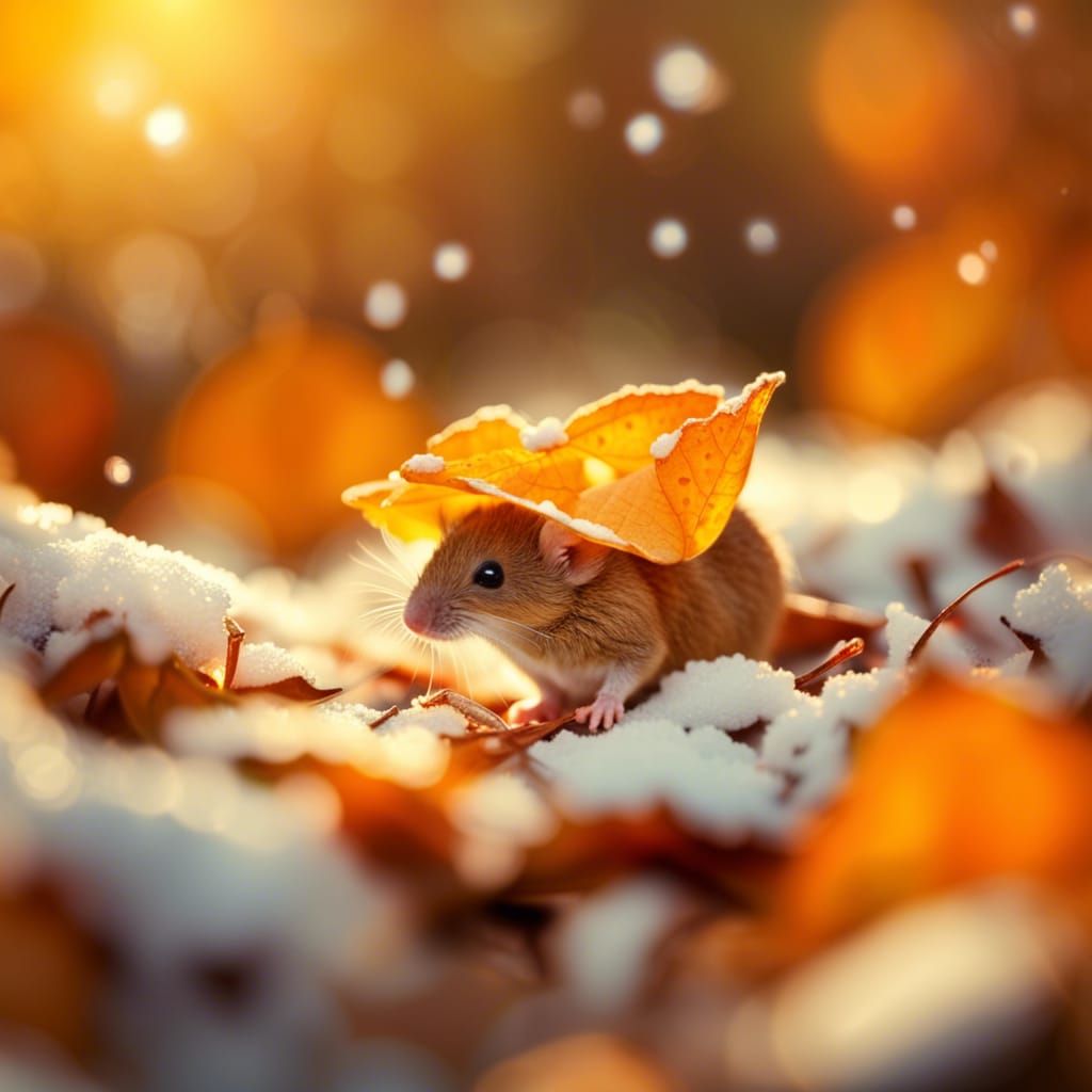 Mouse Hiding From First Snowfall