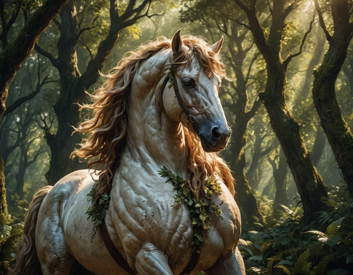 Demoleon the Centaur in Mystical Forest: Fantasy Art