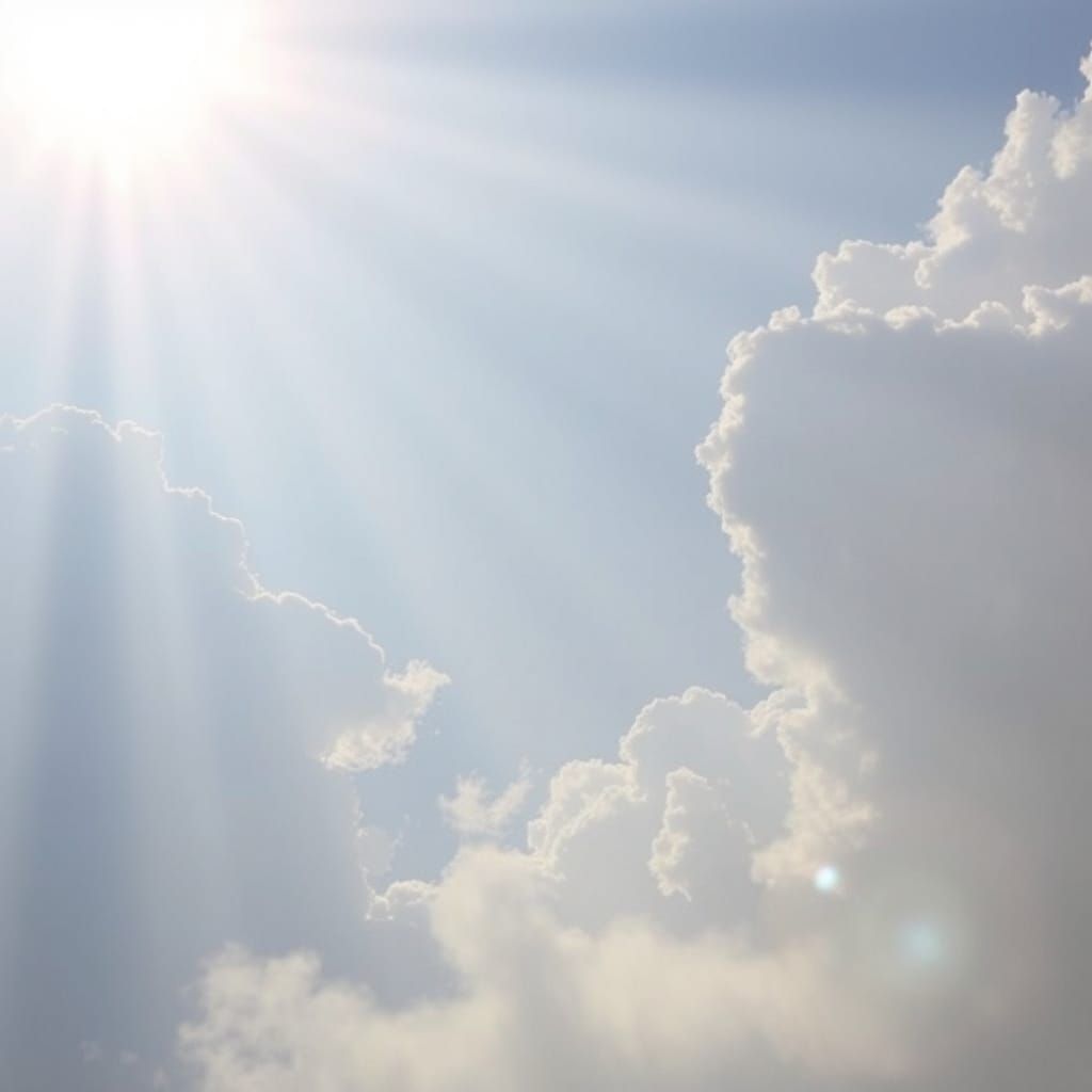 Heavenly Sunshine Beams on Kut Mochol in Clouds