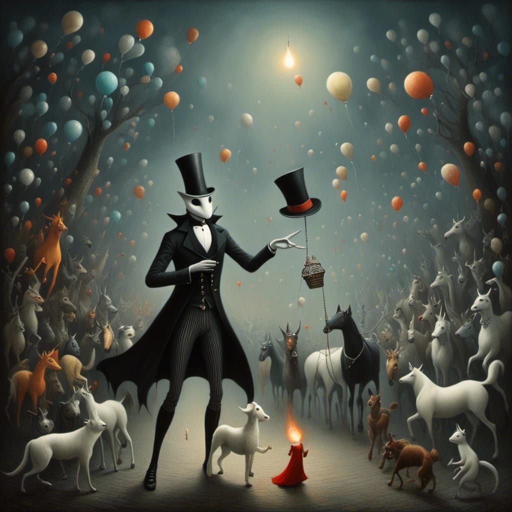 Ringmaster in Sinister Surrealist Baroque Circus