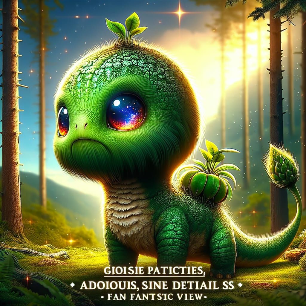 Hyper-Realistic Portrait of Adorable Bulbasaur in Forest