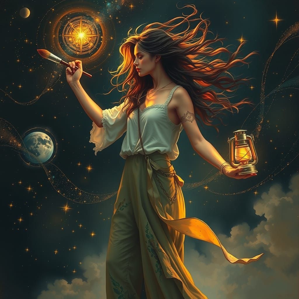 Celestial Goddess Creates the Cosmos with Light