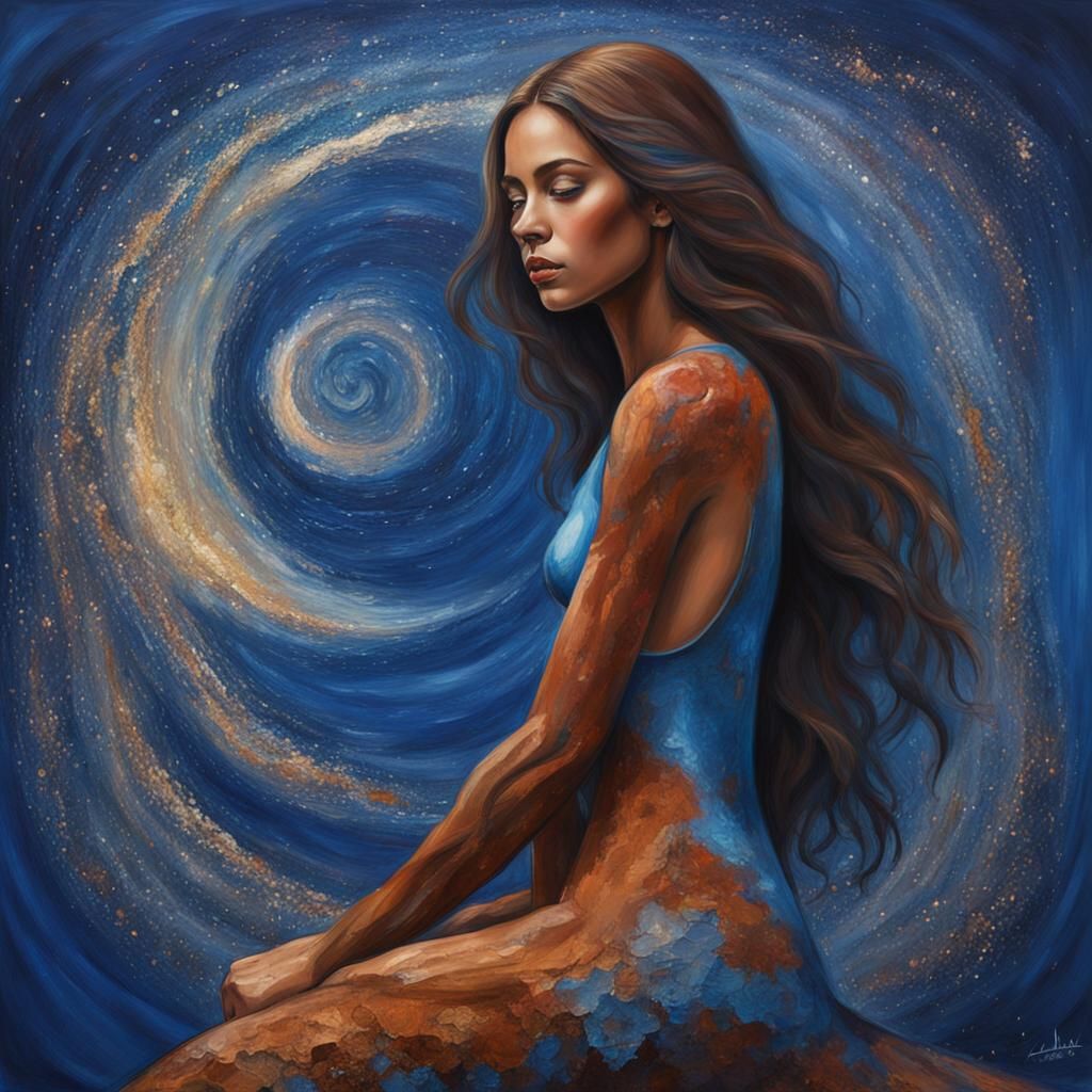 Tan Woman with Blue Eyes in Superrealistic Style