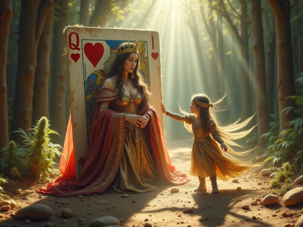 Epic Royal Female and Brave Bud in Maximalist Matte Painting