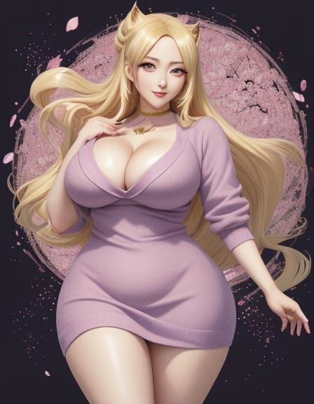 Enchanting Anime Lady with Sparkling Kawaii Dress