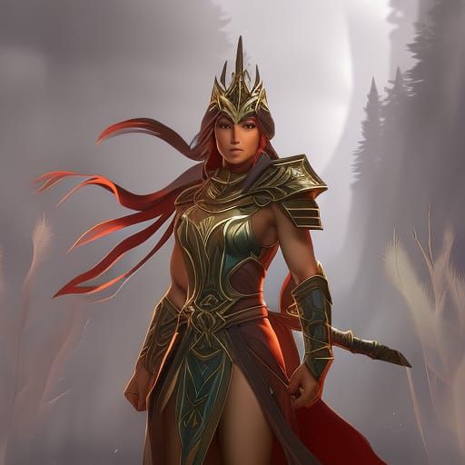 Sumerian Warrior Portrait in Pine Forest, Hyperdetailed Art