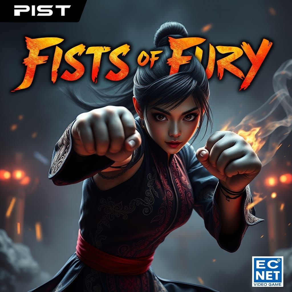 Epic Martial Arts Woman Kickboxing in Game Cover Art