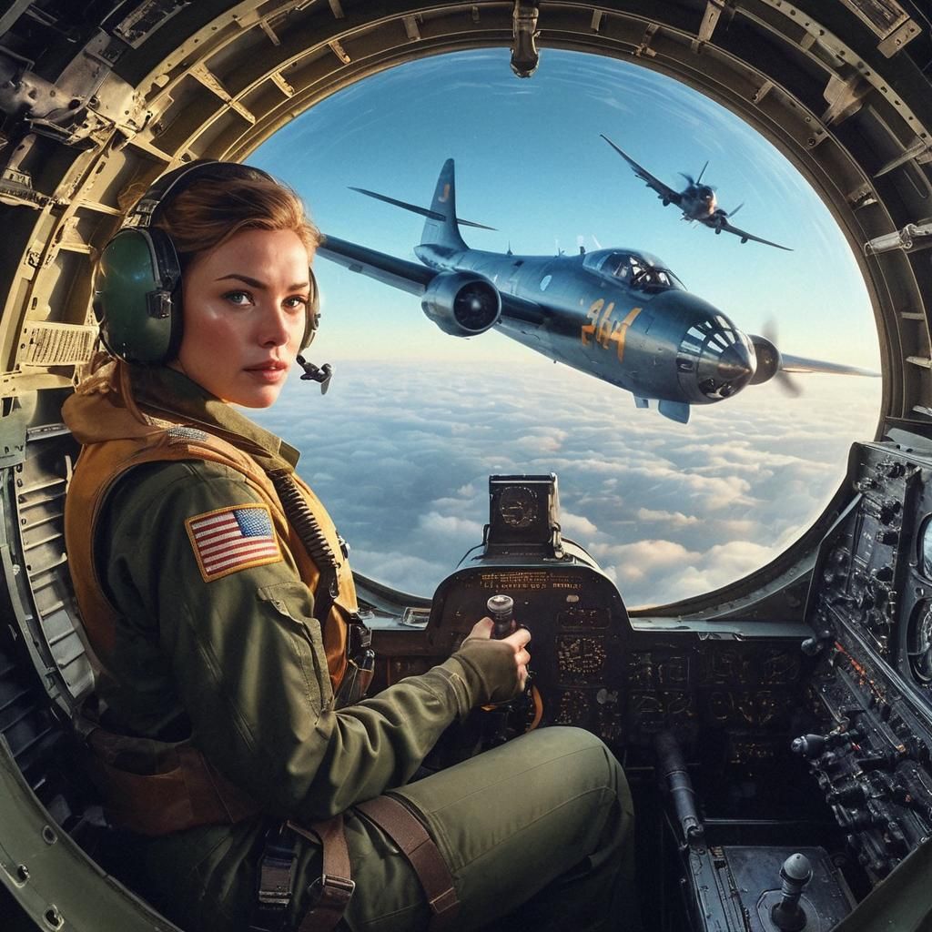 Confident Pilot in Hangar, Hyperrealistic Digital Portrait