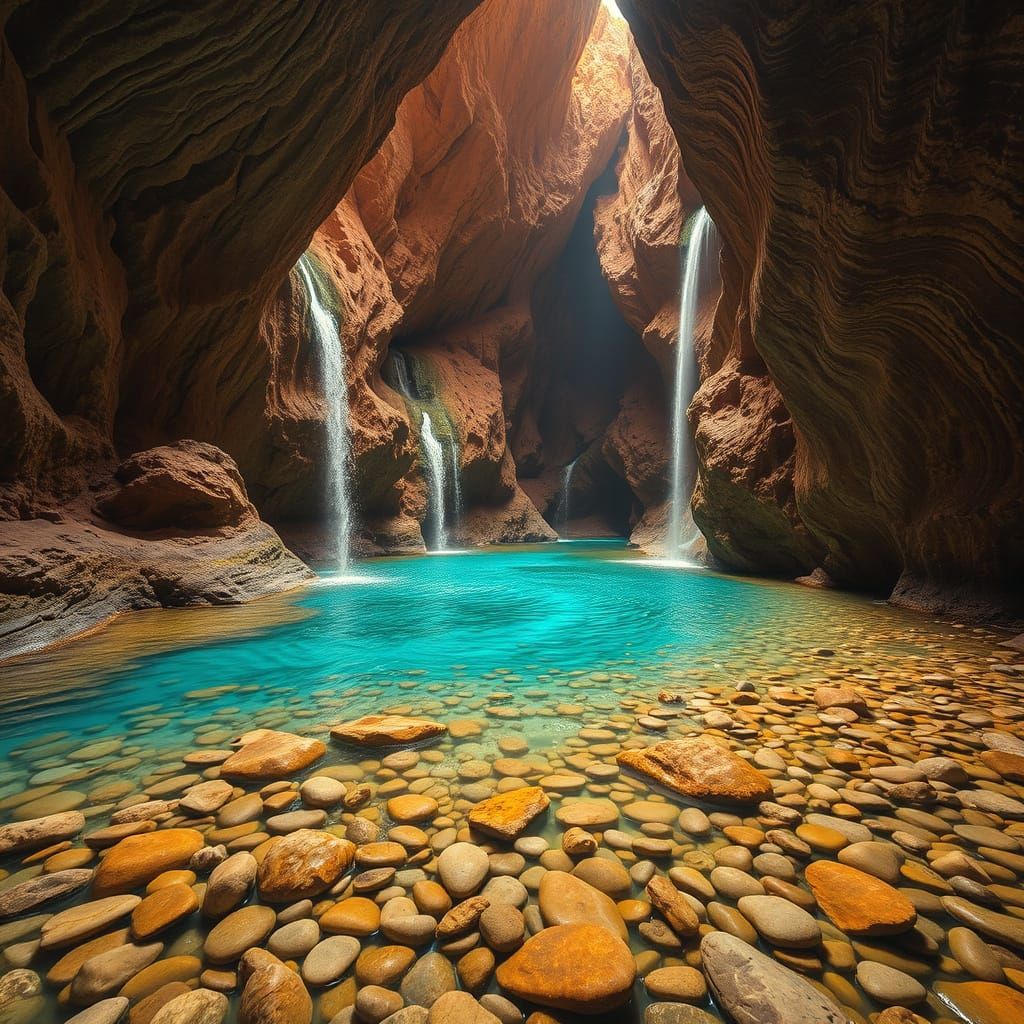 Crystal River Flows Through Colorful Cave