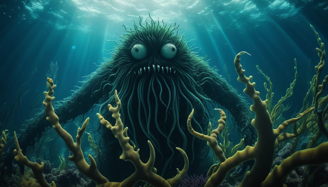 Evil Seaweed Monster Lurking Underwater