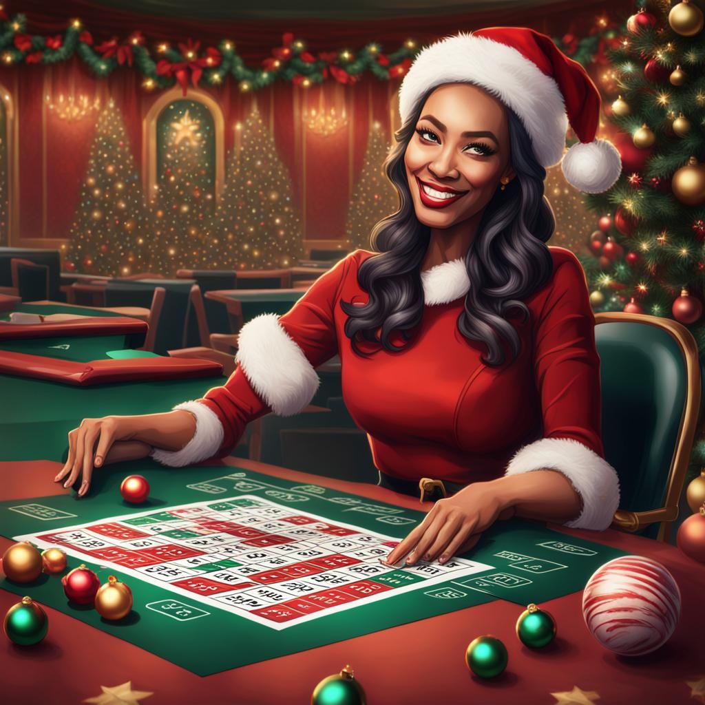 Festive Bingo Christmas Card Template in Hyperrealistic Styl...