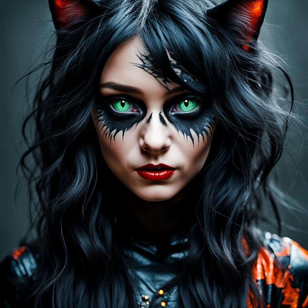 Eerie Black Cats in Shadow