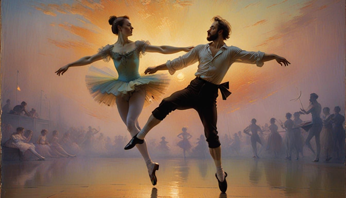 Sculptural Male Ballet Dancer in Triadic Colors