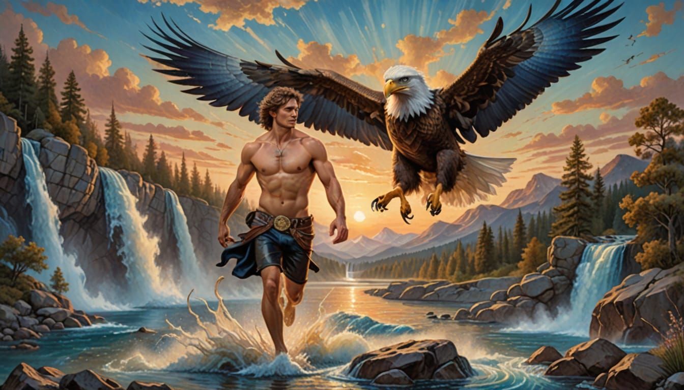 Sensual Steampunk Hero Leaps into Serene Seascape