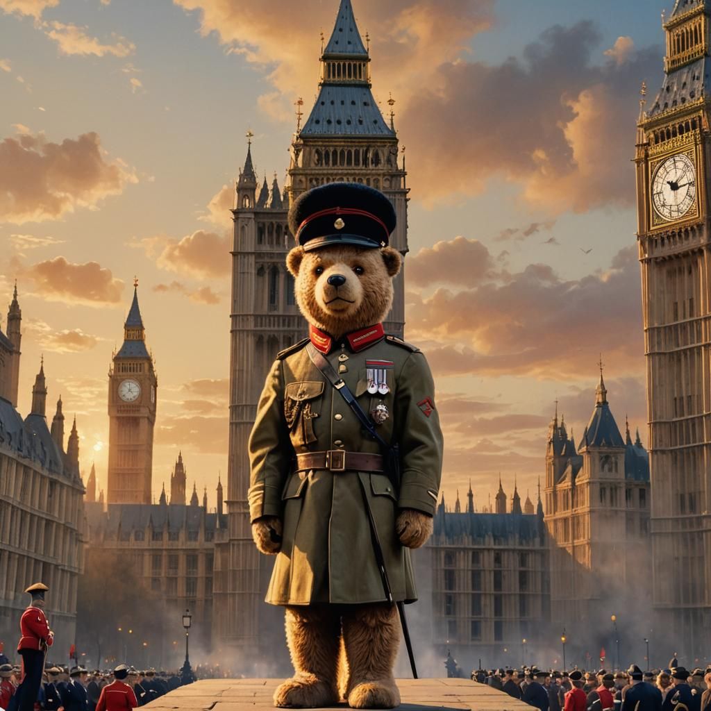 Teddy Bear Guard at Big Ben: Matte Painting