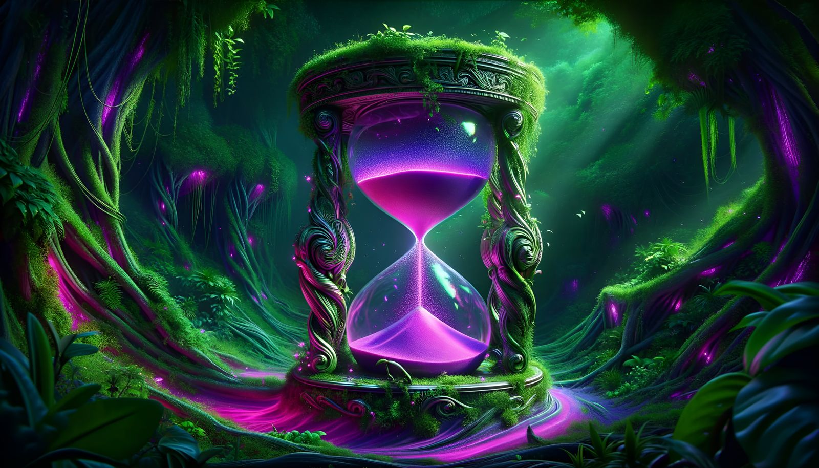 Hourglass filled with purple sand