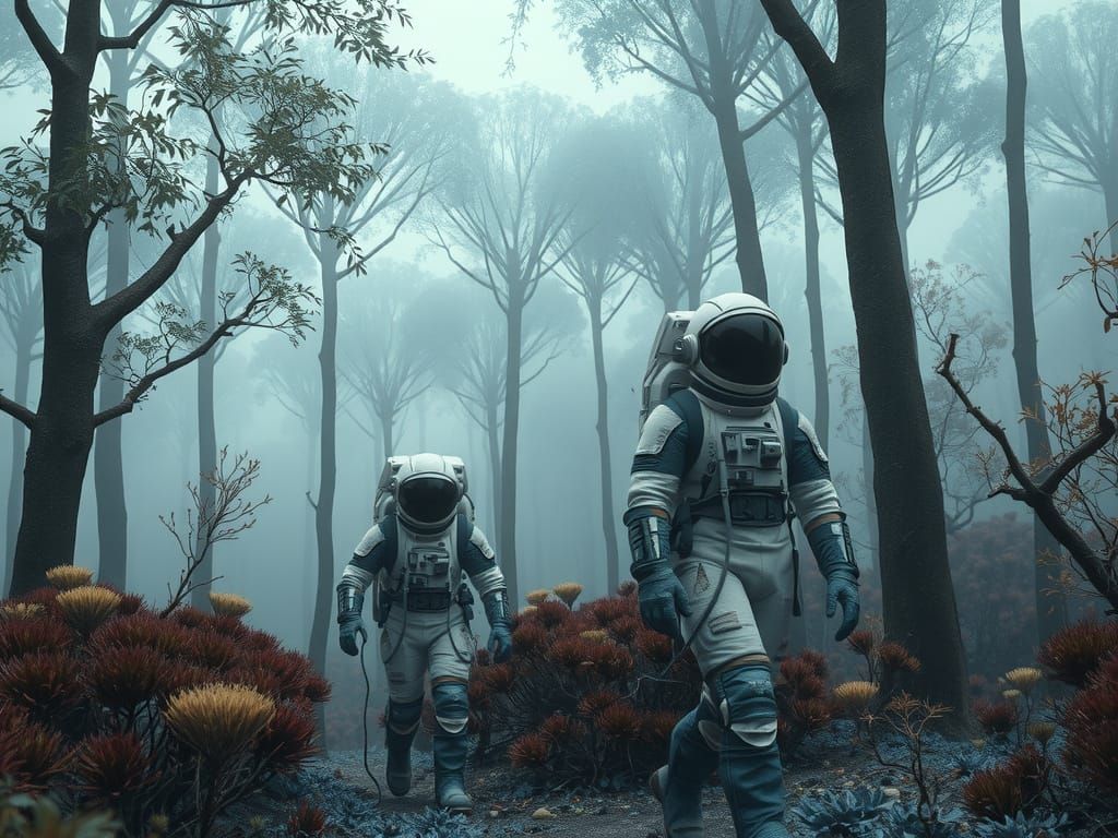 Astronauts Explore Mysterious Alien Jungle in Fog