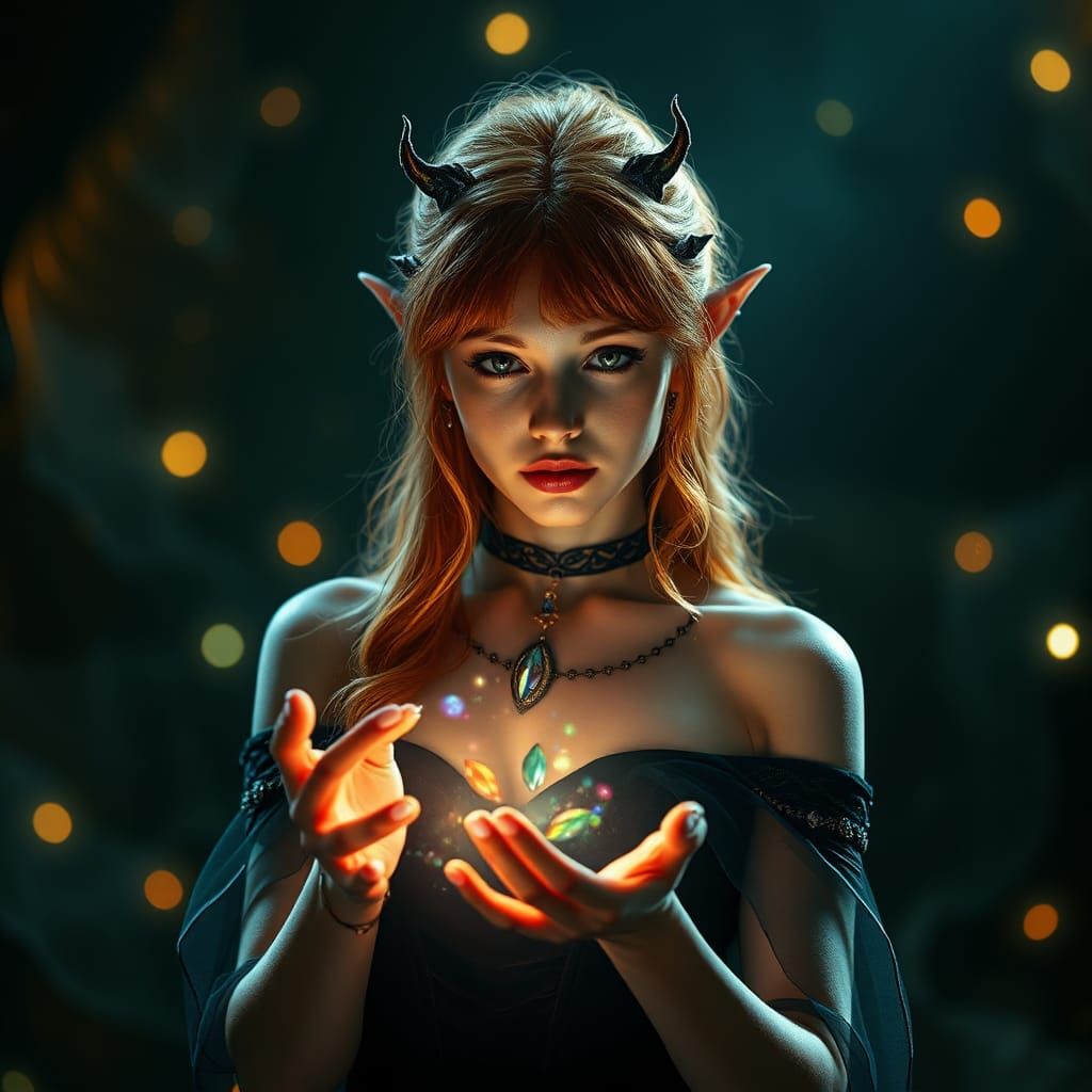 Fantasy Woman Casting Dark Magic, Inspired by Amy Brown