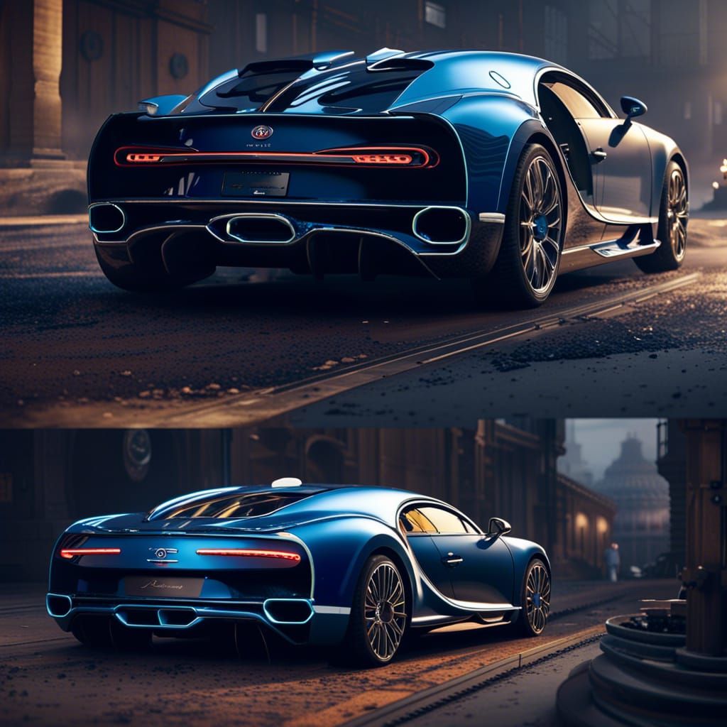 Bugatti Chiron Action Scene in Detailed Matte Painting
