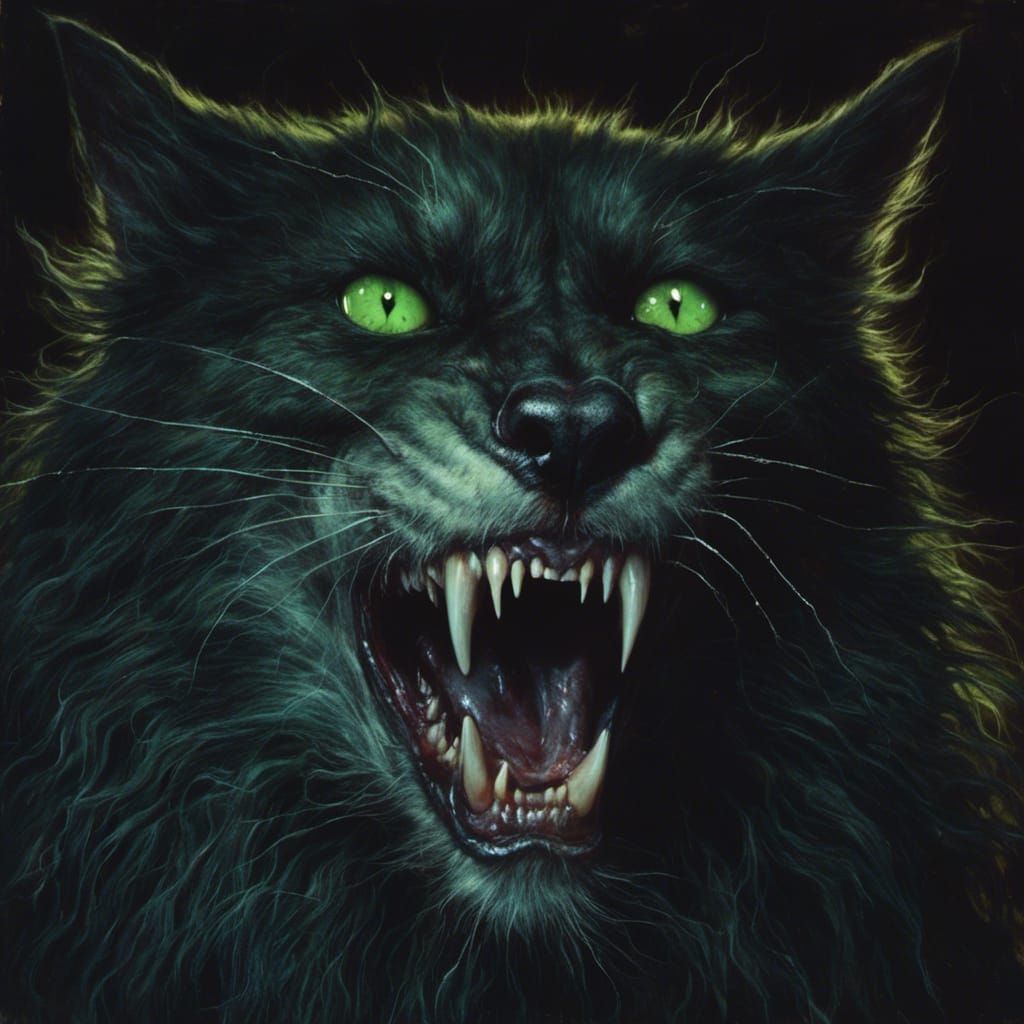 Terrifying Werewolf Portrait in Macabre Horror Style