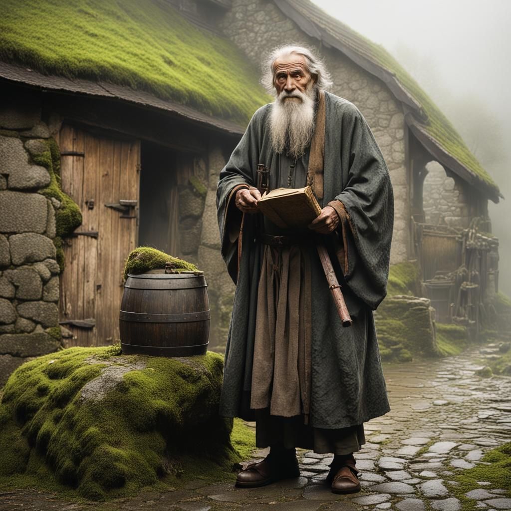 Mystical Village Elder at Ancient Stone Mill