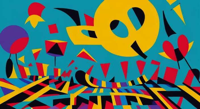 Surrealist Dancers Behind Bars in Vibrant Abstract Style