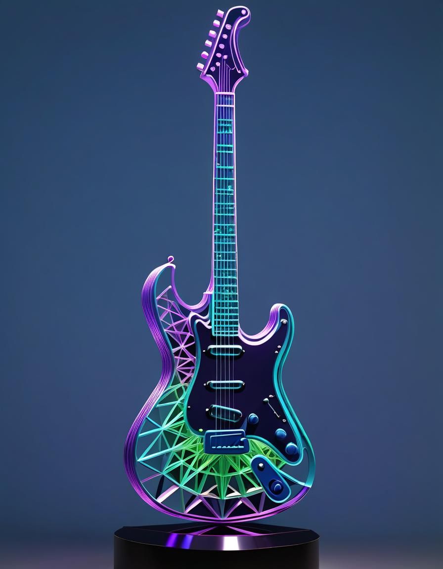 Vibrant 3D Laser Guitar Sculpture