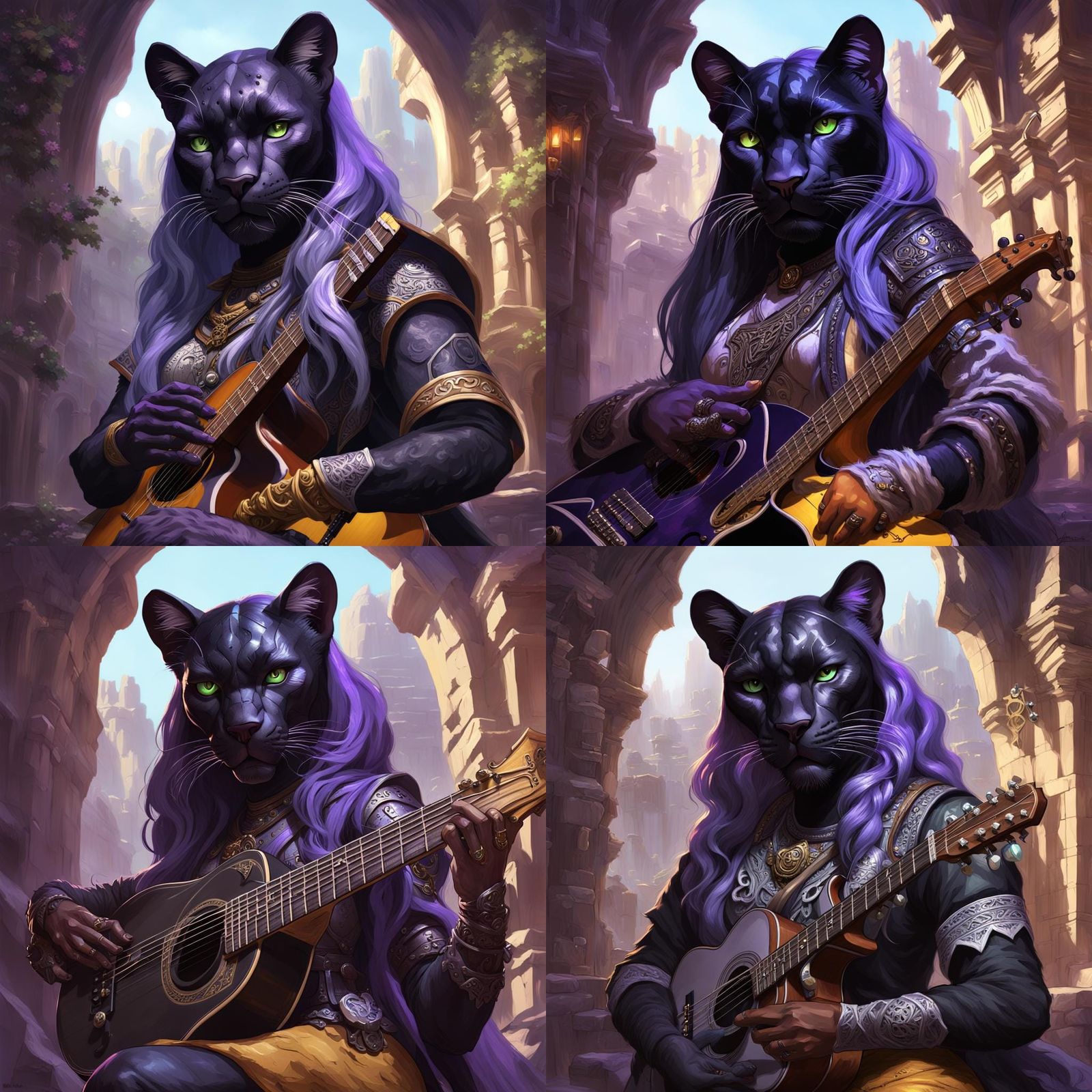 D&D Black Panther Bard in Dark Fantasy Style
