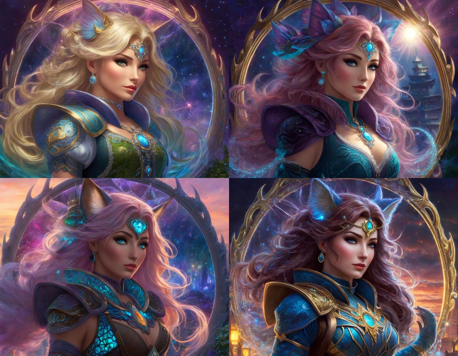 Golden Fox Girl in Detailed Fractal Illustration