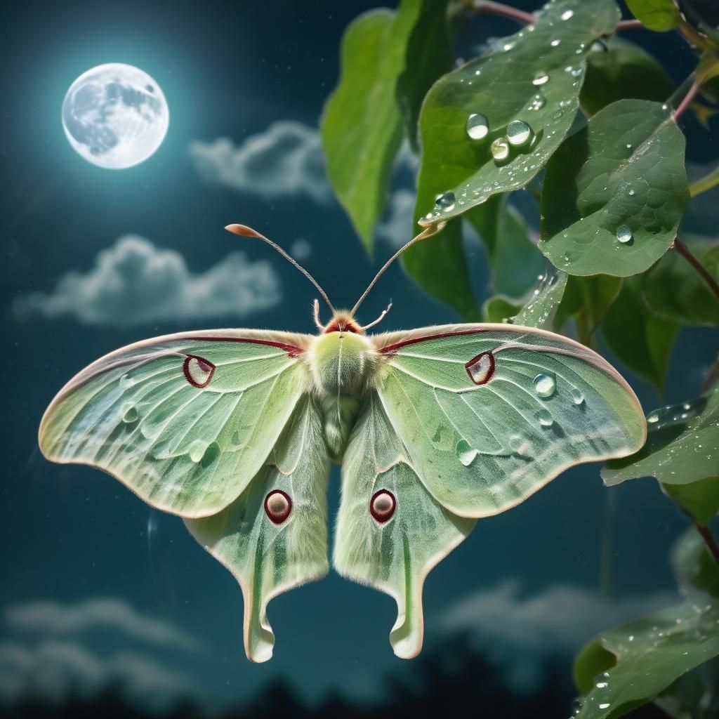 Luna Moth with Moon in Divine Light