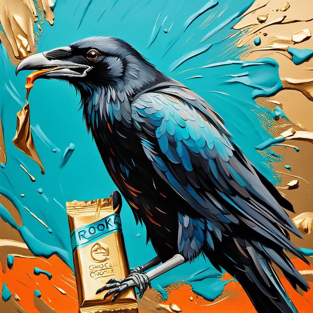 Rook Grabs Gold: Abstract Expressionist Close-Up