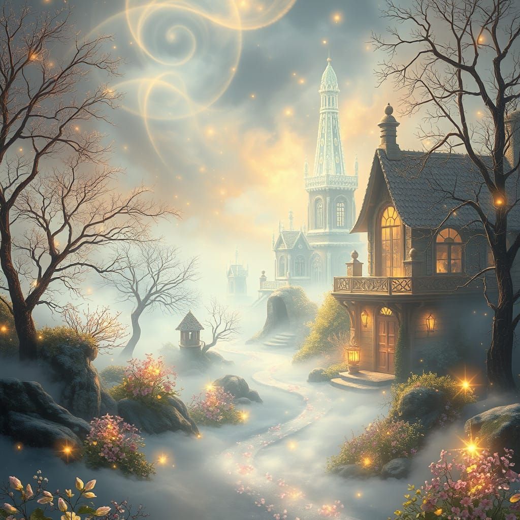 Whimsical Fantasy Realm in Ethereal Light