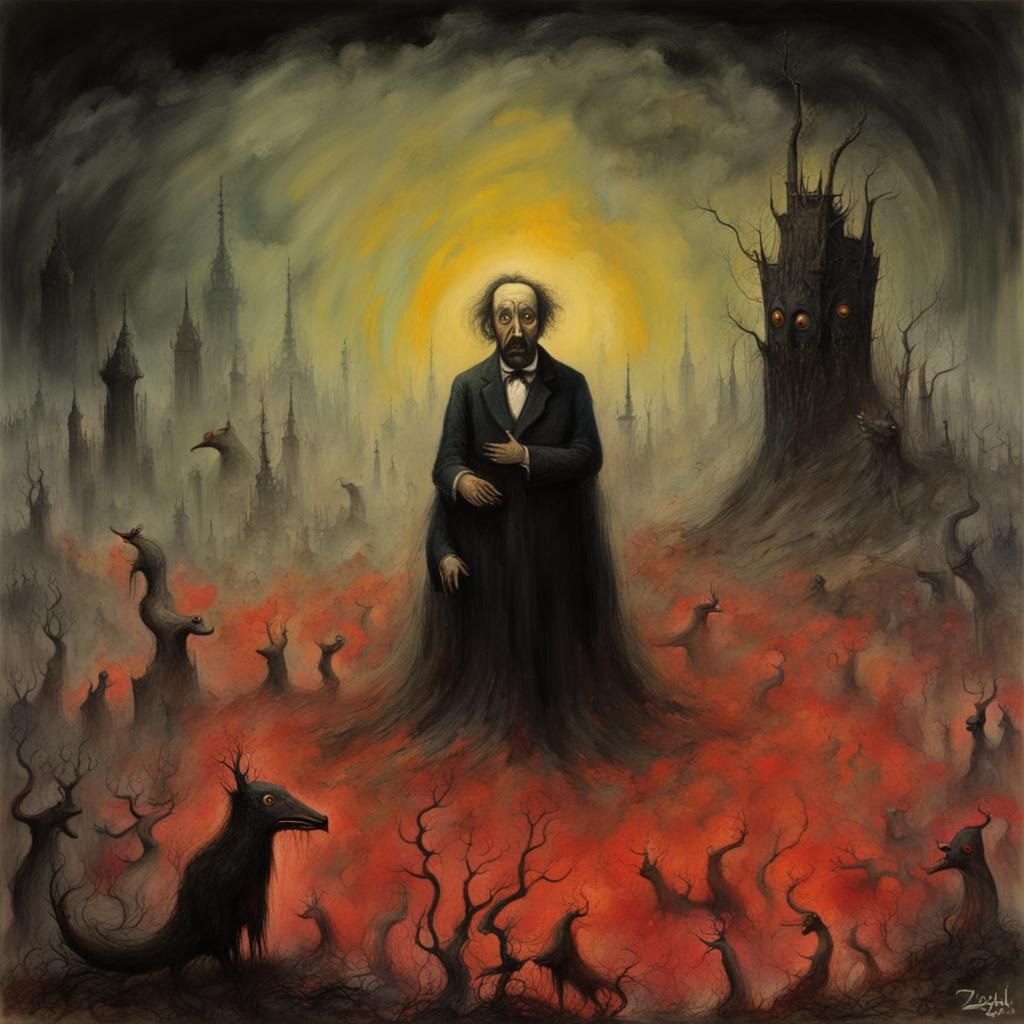 Terrible Gogol Giant in Gouache Watercolor Style