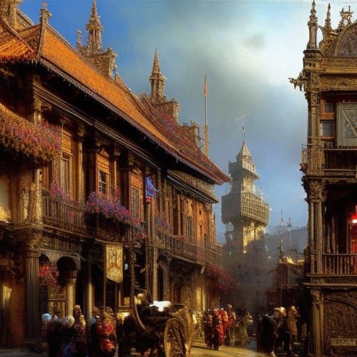 Medieval Town Square with Pillory, Hyperdetailed Macro Photo