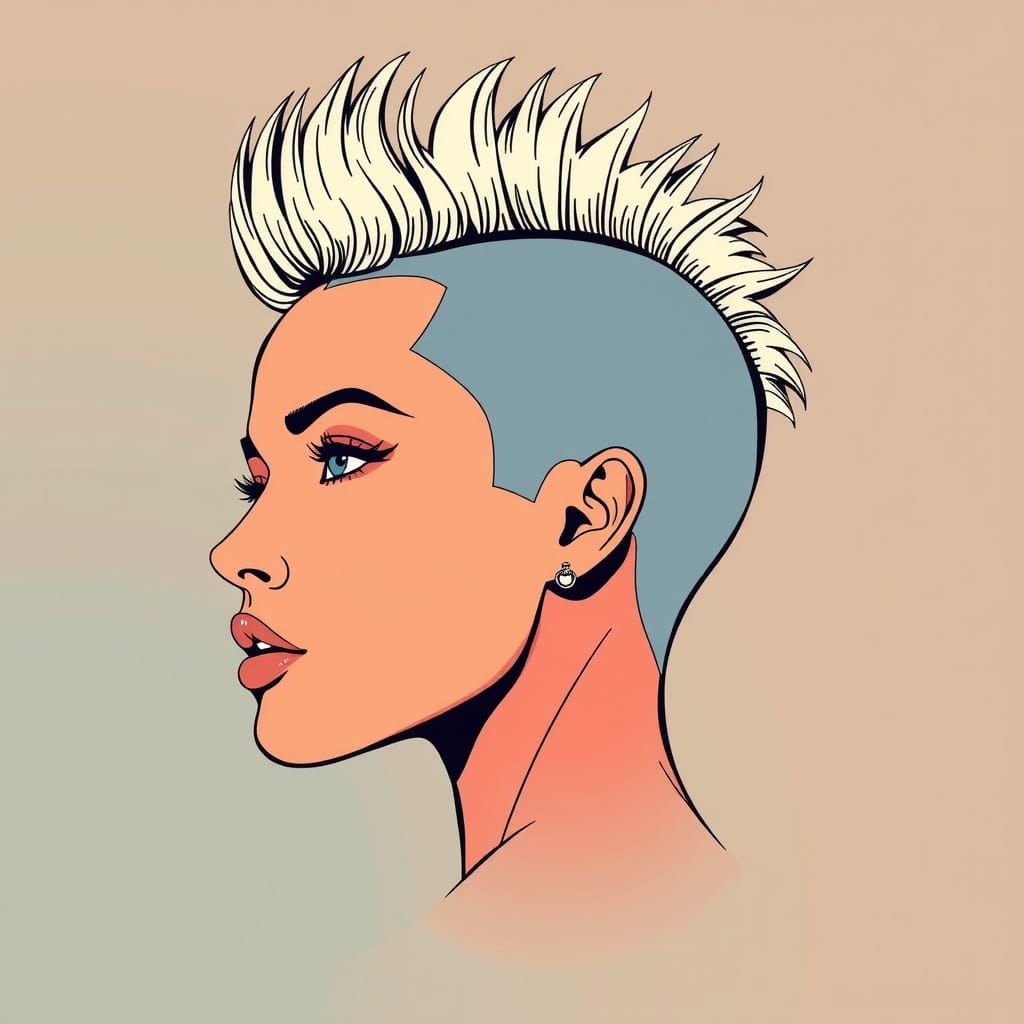 Vibrant Retro-Inspired Portrait with Mohawk